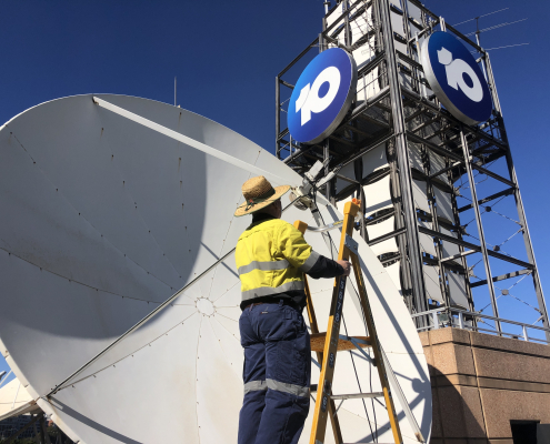 satellite technician working at channel 10 in Sydney